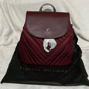 NEW $119 Vanessa Williams Designer Beautiful Red/Burgundy Small Quilted Backpack